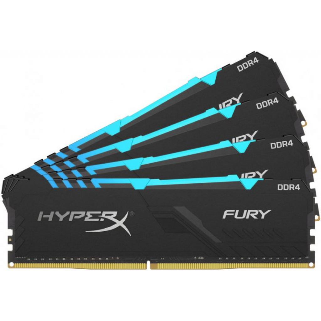 Модуль пам'яті для комп'ютера DDR4 64GB (4x16GB) 3200 MHz Fury RGB Black Kingston Fury (ex.HyperX) (HX432C16FB3AK4/64) - зображення 2