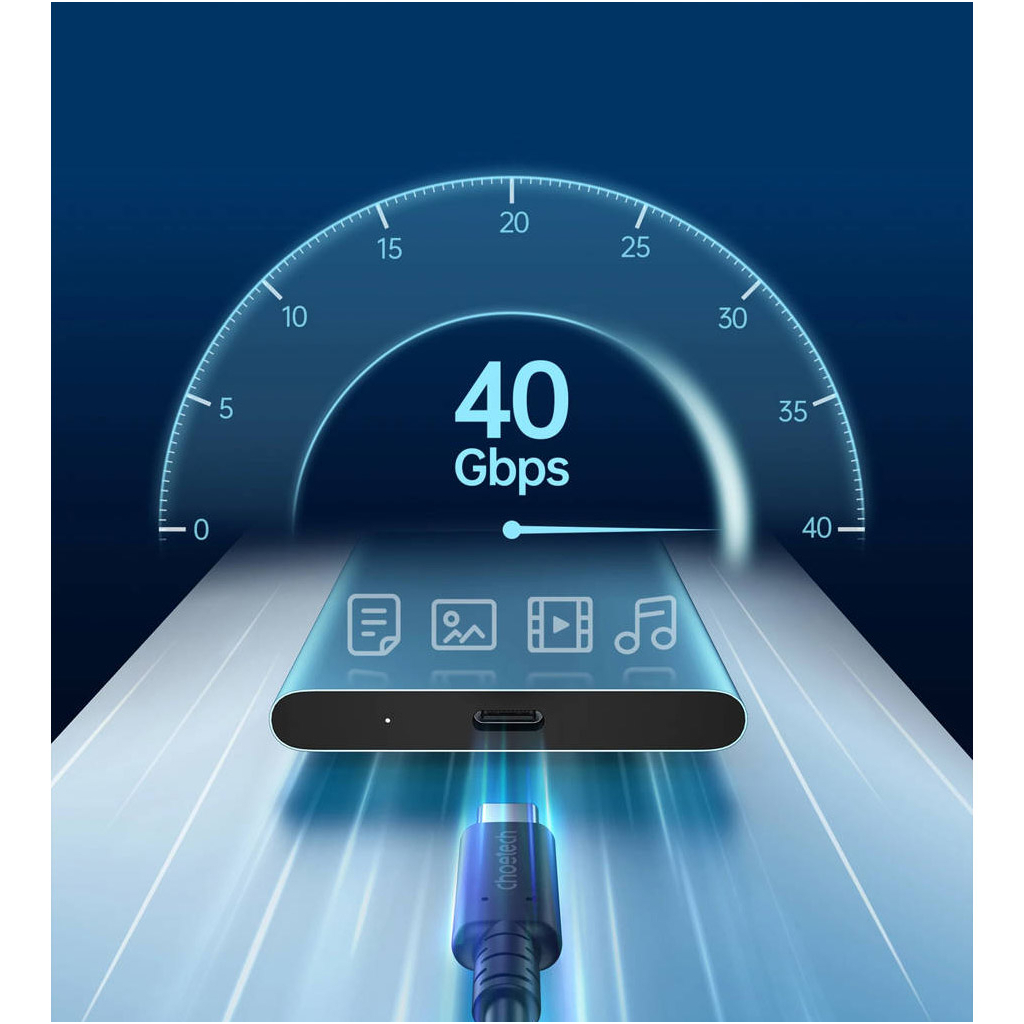 Дата кабель USB-C to USB-C 0.8m USB 4 100W 40Gbps 8K60Hz Choetech (XCC-1028) - зображення 6