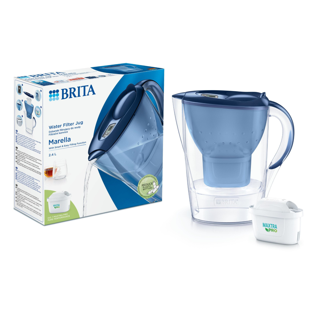 Фільтр-глечик Brita Marella Memo MXPro 2.4л (1.4л води) з фільтр-картриджем, синій (1052799) - изображение 6