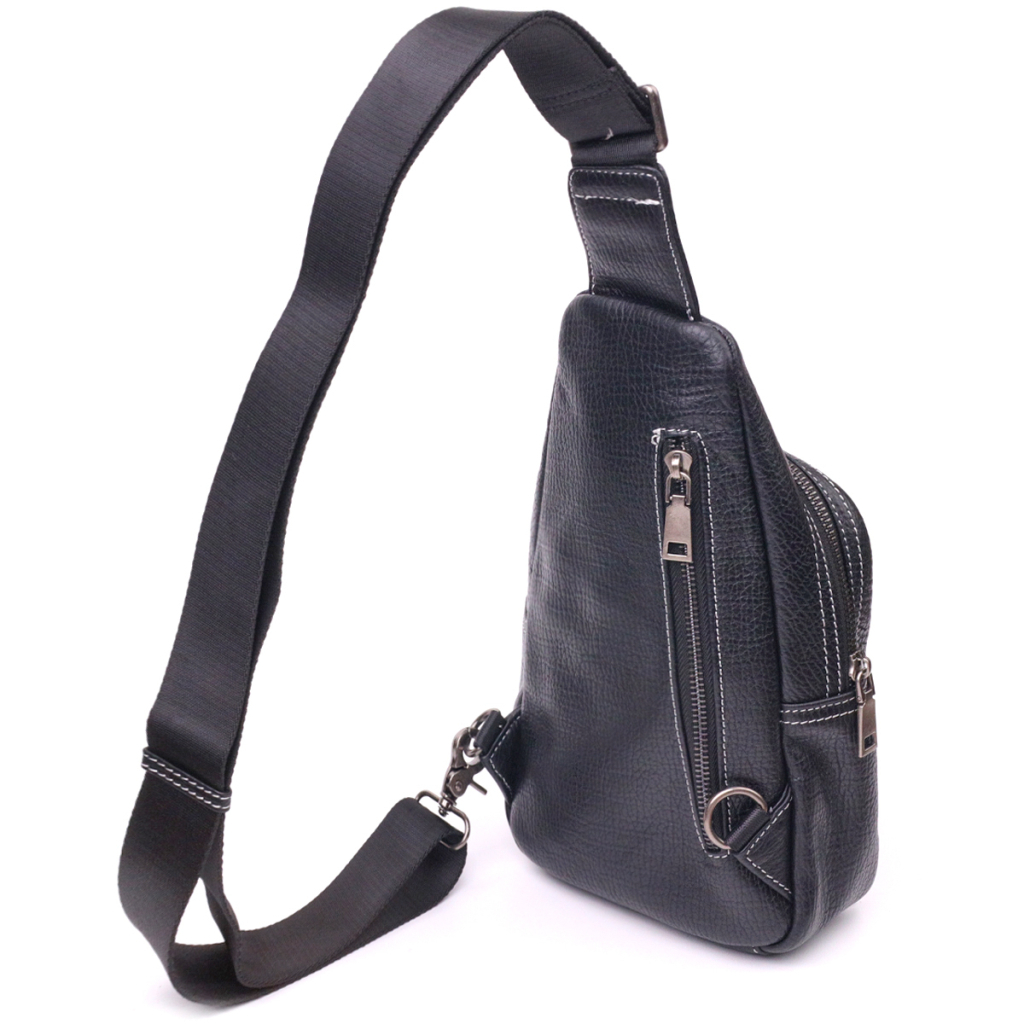 Сумка Vintage Через плече з натуральної шкіри Чорна (21284) - зображення 2