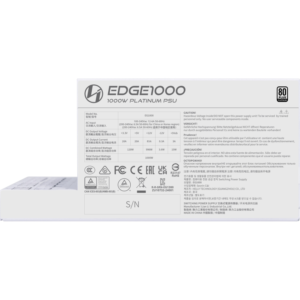 Блок живлення Lian Li 1000W EDGE1000 White (G9P.EG1000.WE00.EU) - зображення 3
