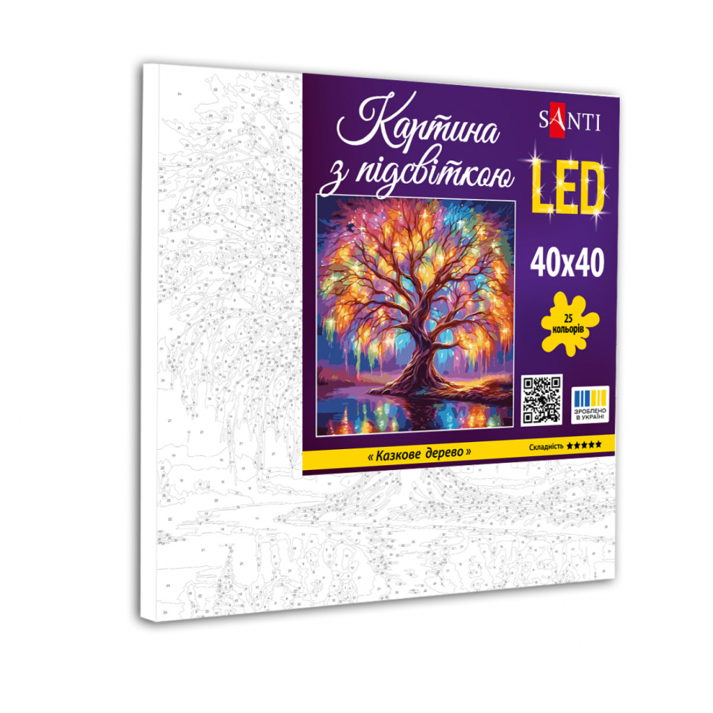 Картина по номерам Santi Казкове дерево, 40*40см, LED (955071) - зображення 2