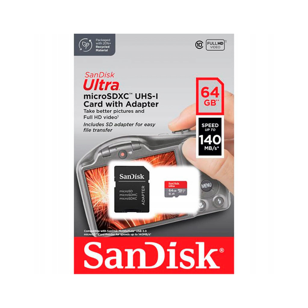 Карта пам'яті SanDisk 64GB microSD Class 10 A1 R-140 (SDSQUAB-064G-GN6IA) - зображення 4