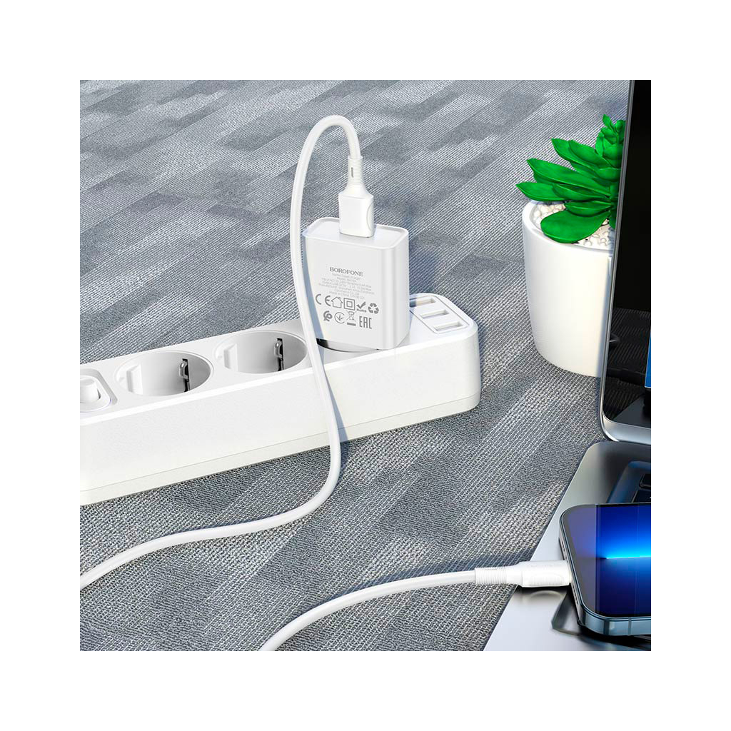Зарядний пристрій BOROFONE BA74A Aspirer single port charger set(iP) White (BA74ALW) - зображення 7