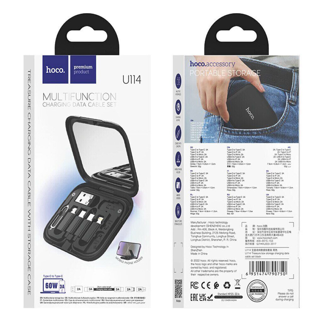 Дата кабель USB charging cable set Treasure box U114 black HOCO (6931474790750) - зображення 5