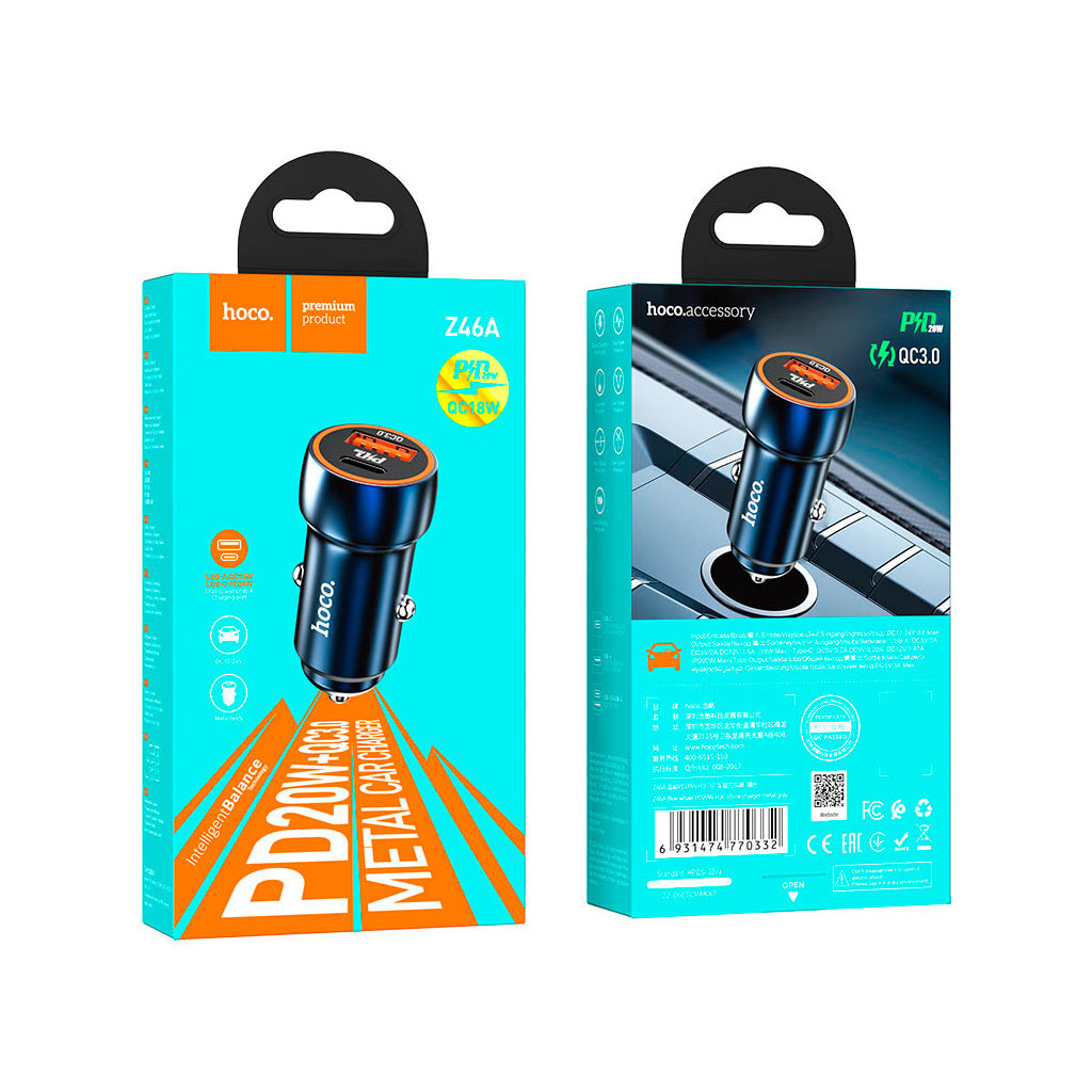 Зарядний пристрій HOCO Z46A USB-A/Type-C Sapphire Blue (6931474770349) - зображення 4