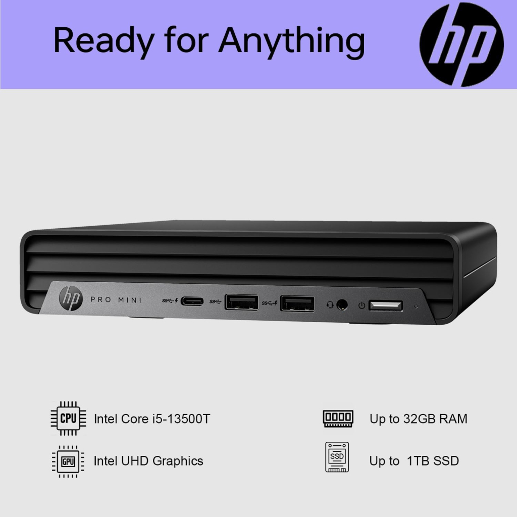 Комп'ютер HP Pro 400 G9 Mini / i3-13100T, 8, 512, WiFi, кл+м (885G3EA) - зображення 4