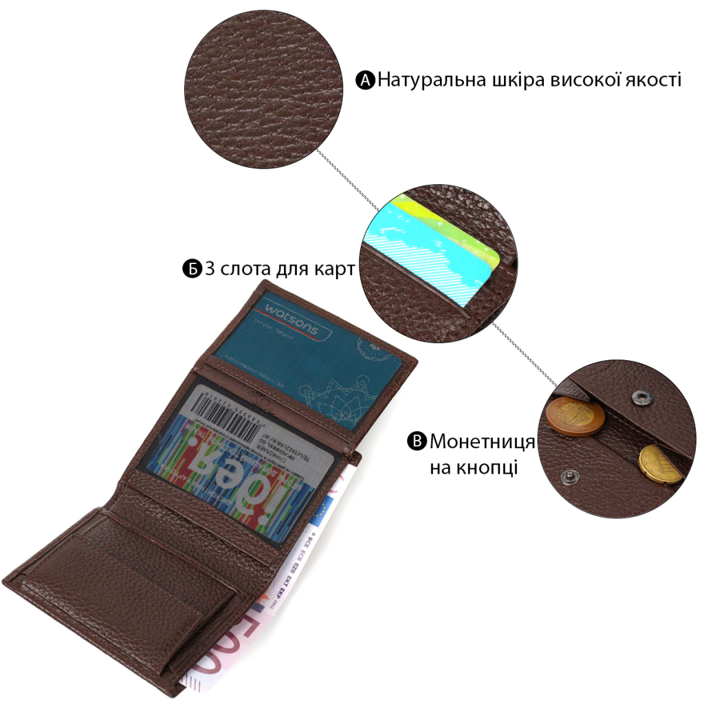 Гаманець Bond Accessories З натуральної шкіри Коричневий (21993) - зображення 4