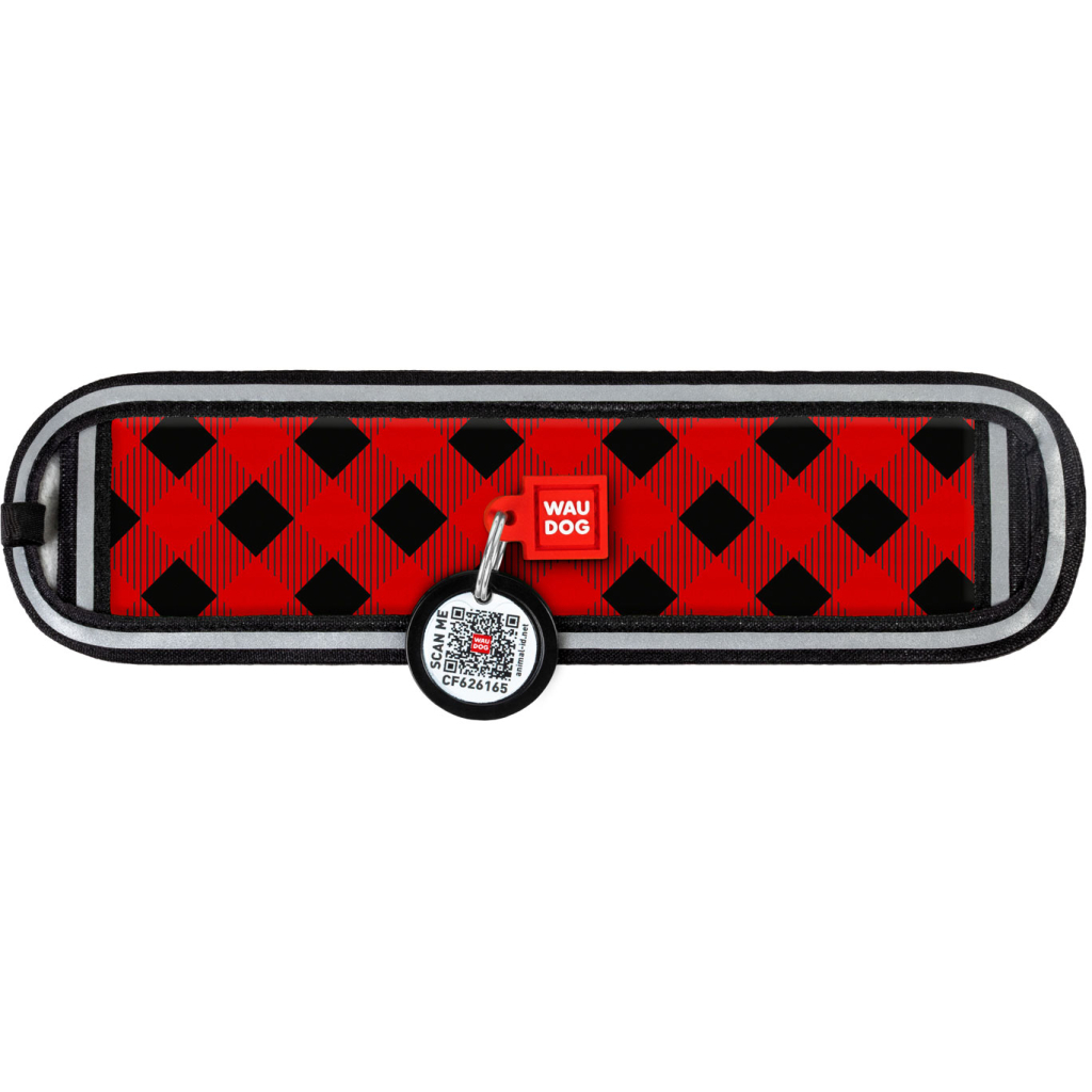 Ергономічні накладки на нашийник WAUDOG Nylon з QR-паспортом Шотландка червона M-XL 20-25 мм (2401-0100) - зображення 2