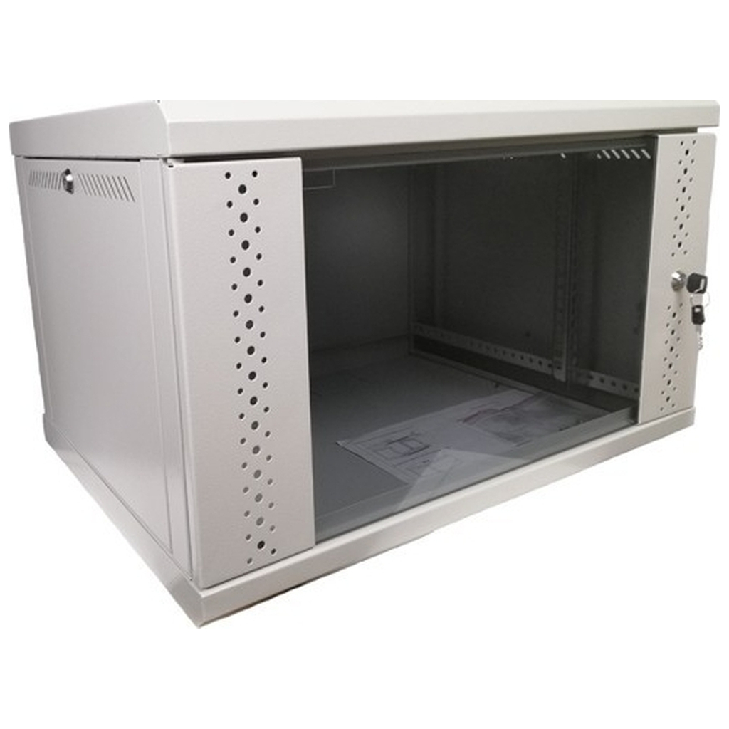 Шафа настінна Eserver 6U, 600х500х370 (Ш*Г*В), скло, сірий (ES-Е650G) - зображення 2