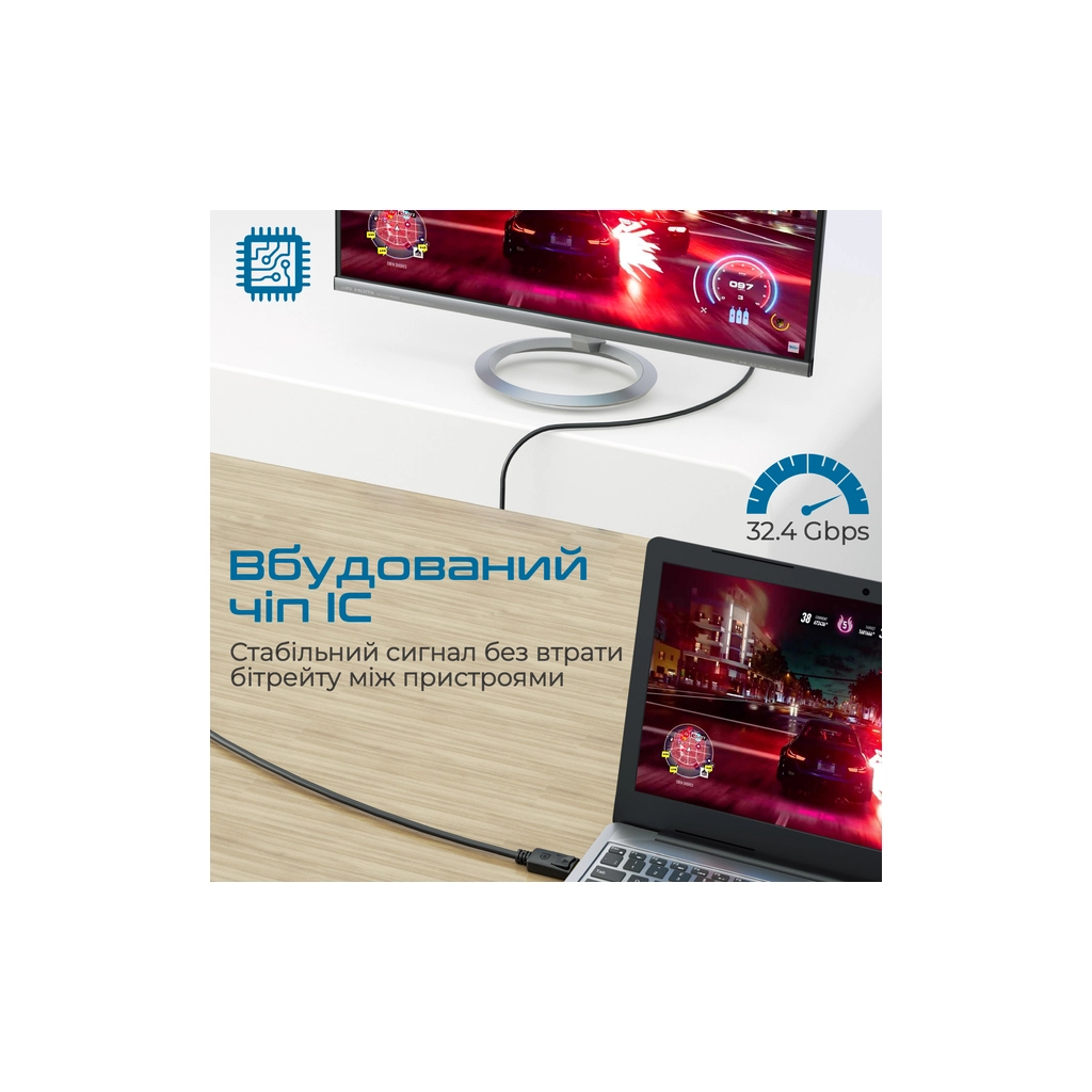 Кабель мультимедійний DisplayPort M to DisplayPort M 2.0m V1.4 black Promate (dplink-200.black) - зображення 4