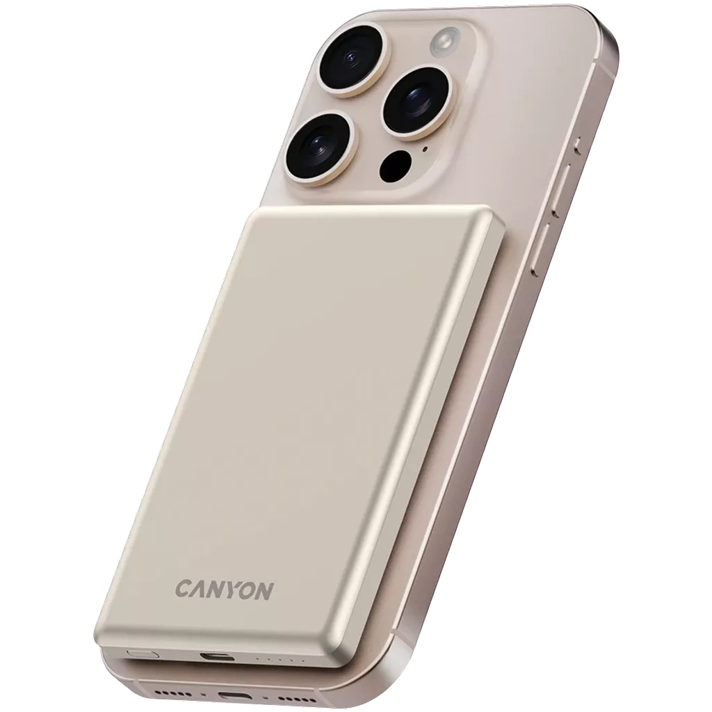 Батарея універсальна Canyon 5000mAh OnPower 505 slim Magsafe PD/20W Beige (CNS-CPB505BE) - зображення 6