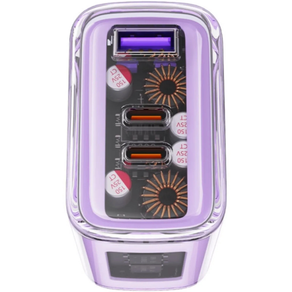 Зарядний пристрій Acefast 3xUSB 65W (2xUSB-C+USB-A) Gan A45 Fast Charger Purple alfalfa (6974316282075) - зображення 3
