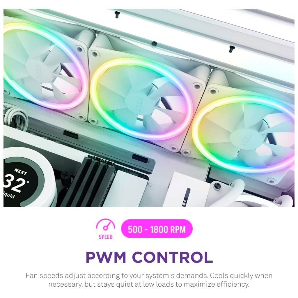 Кулер до корпусу NZXT F120RGB Duo-120mm Dual-sideRGB Fan-Tripl (RF-D12TF-W1) - изображение 10