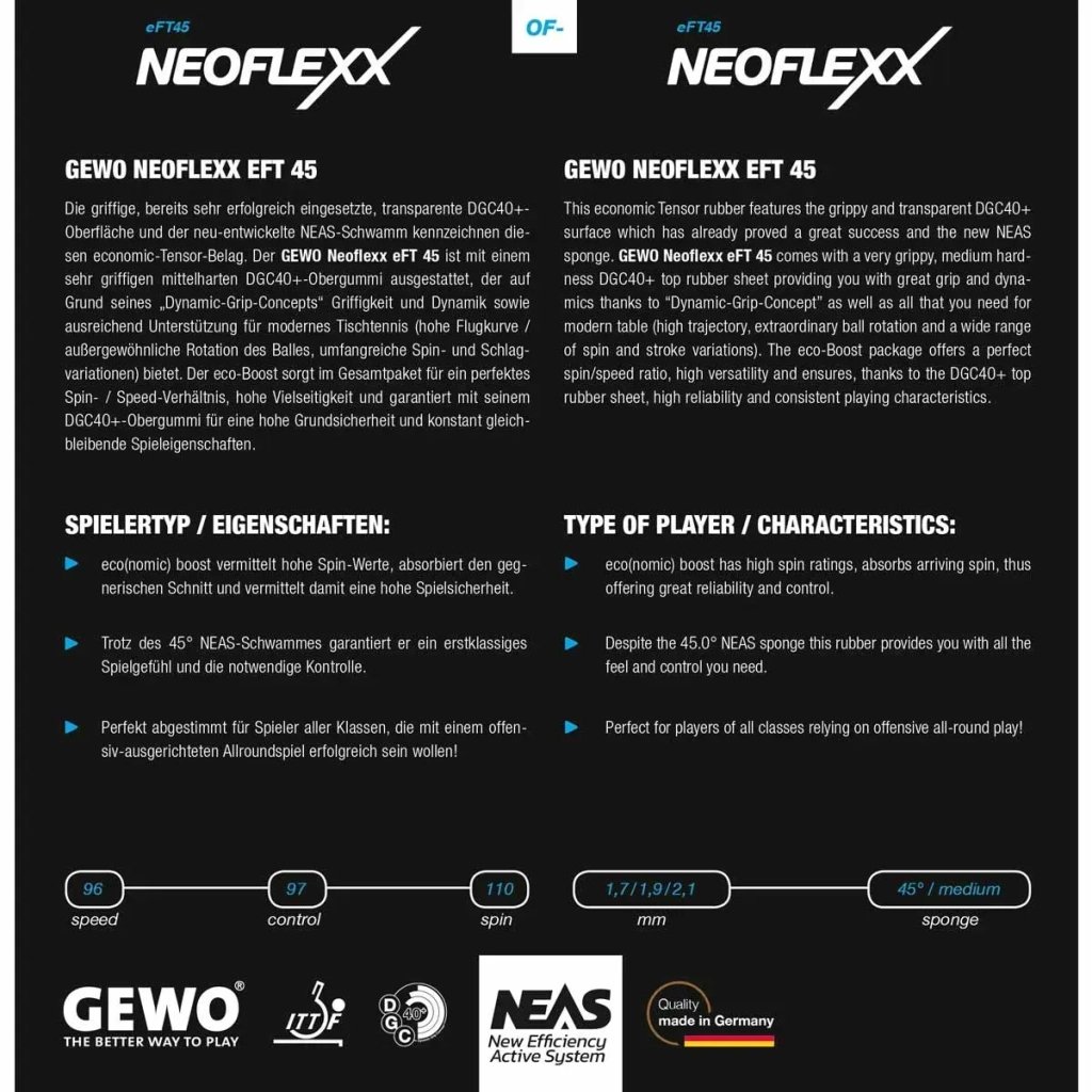 Ракетка для настільного тенісу Gewo Force ARC OFF+Nexxus EL Pro 48+Neoflexx eFT 45 FL (1069100001) (931306) - изображение 8