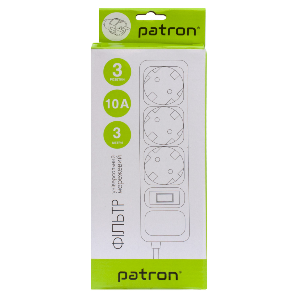 Мережевий фільтр живлення Patron EXT-PN-SP-1033, 3m Black (EXT-PN-SP-1033) - зображення 3