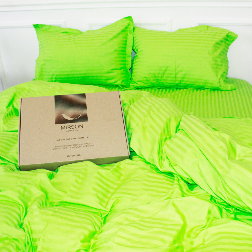 Постільна білизна MirSon Satin Stripe 30-0016 Light Green 160х220 Сімейна (2200005253700) - зображення 5
