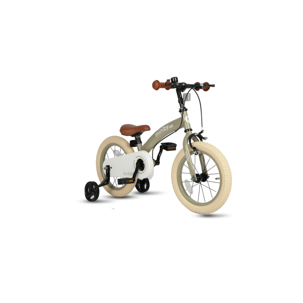 Дитячий велосипед QPlay Miniby 3 в1, біговел 14",Grey-Green (CB01MiniBy14GreyGreen) - зображення 1