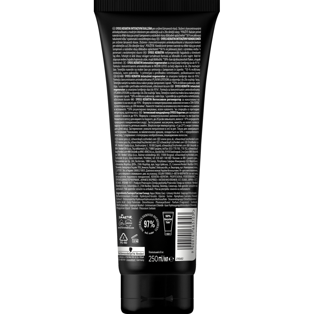 Кондиціонер для волосся Syoss Keratin Інтенсивний з екстрактом блакитного лотосу для ламкого волосся 250 мл (9000101665703) - изображение 5