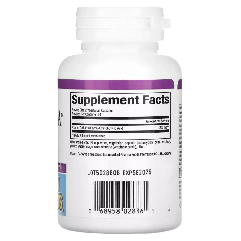 Амінокислота Natural Factors GABA (Гамма-Аміномасляна кислота), 100 мг, Stress Relax, Pharma GABA (NFS-02836) - зображення 2