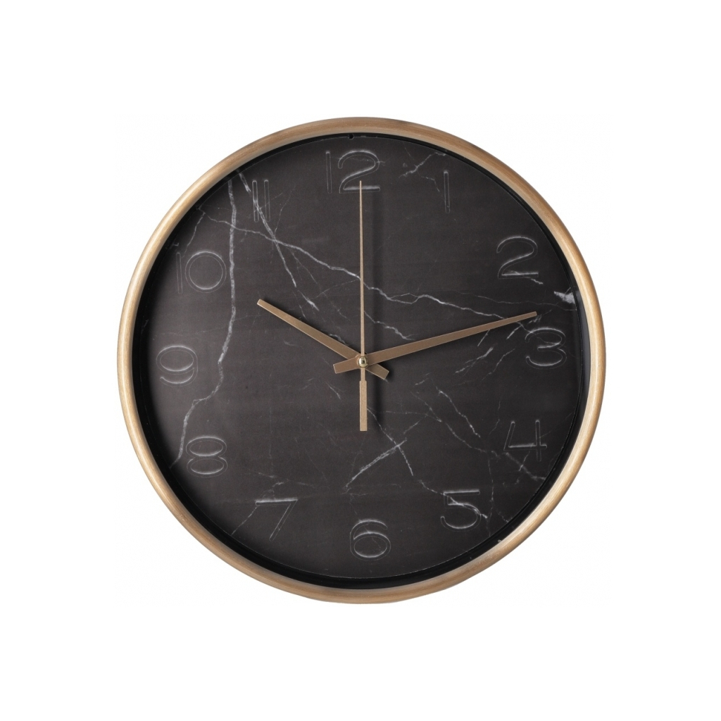 Настінний годинник Optima Marble металевий, чорний мармур (O52091) - зображення 1