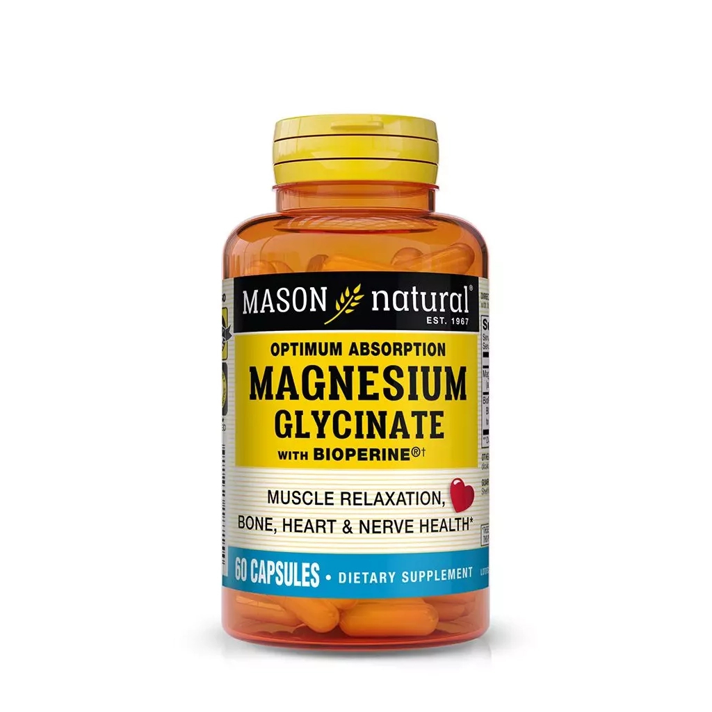 Вітамінно-мінеральний комплекс Mason Natural Гліцинат магнію з біоперином, 240 мг, Magnesium Glycinate, 60 капсу (MAV18715) - зображення 1