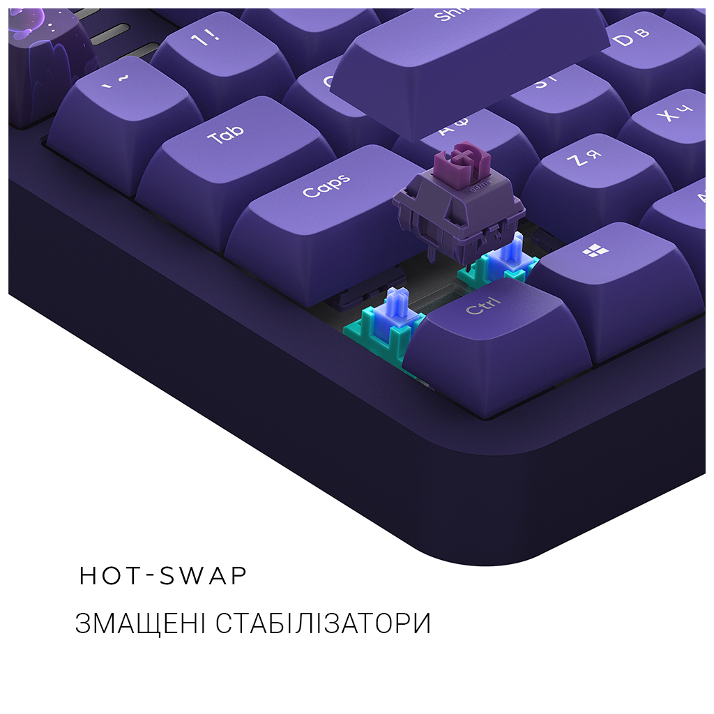 Клавіатура Dark Project ALU87 Celestial ABS RGB Mech G3MS Voidstone Violet (DPKB_CELESTIAL_87_ANSI_UA) - зображення 8