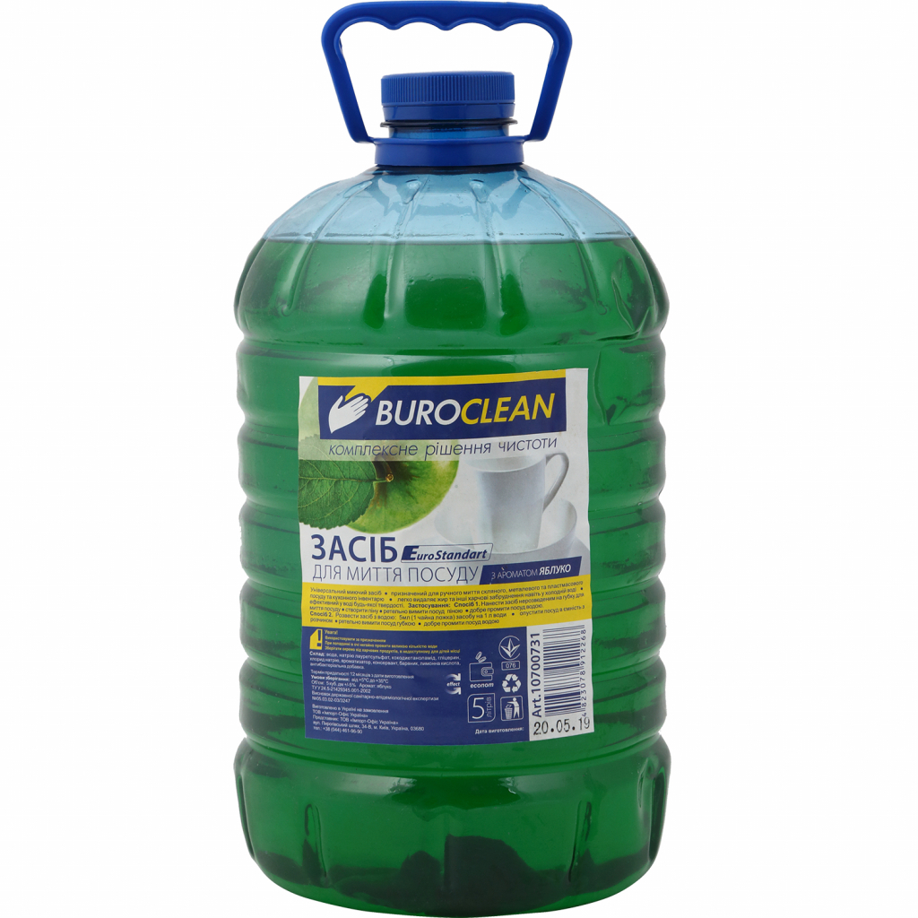 Засіб для ручного миття посуду Buroclean EuroStandart яблуко 5 л (4823078912268) - зображення 1