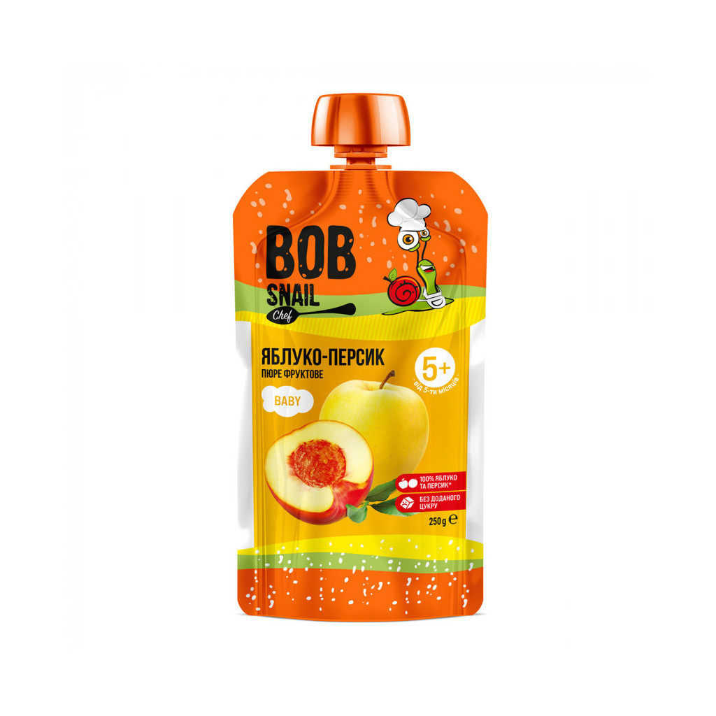 Дитяче пюре Bob Snail Равлик Боб Яблуко-Персик 250 г (4820219345169) - зображення 1