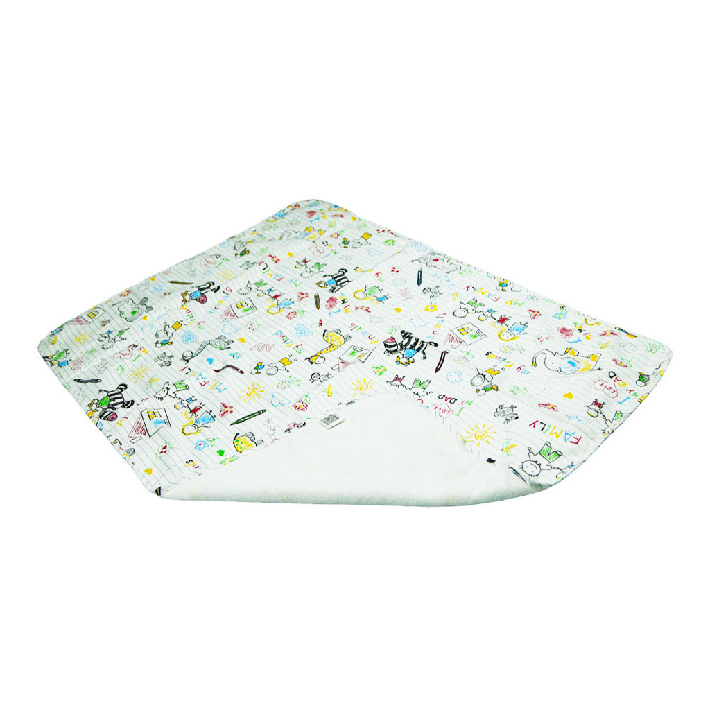 Пелюшки для малюків Еко Пупс Eco Cotton непромокаюча двостороння 65 х 90 см Дитячий малюнок My Family (EPG10N-6590mf) - зображення 1