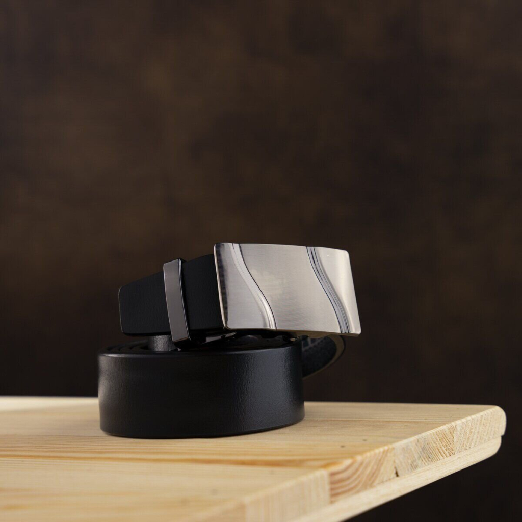 Ремінь Vintage Чоловічий з пряжкою хвиля Чорний (20336) - зображення 8