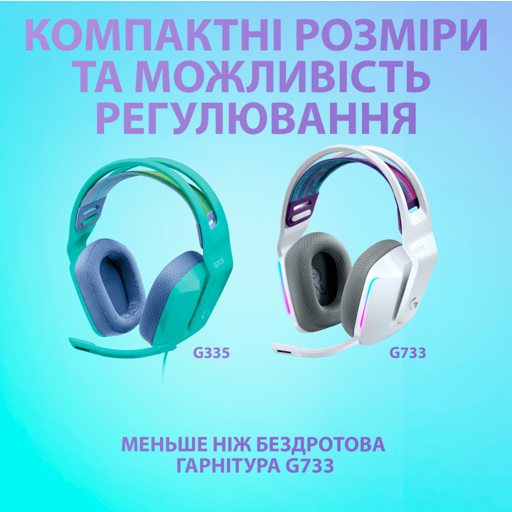 Навушники Logitech G335 Wired Gaming Mint (981-001024) - зображення 11