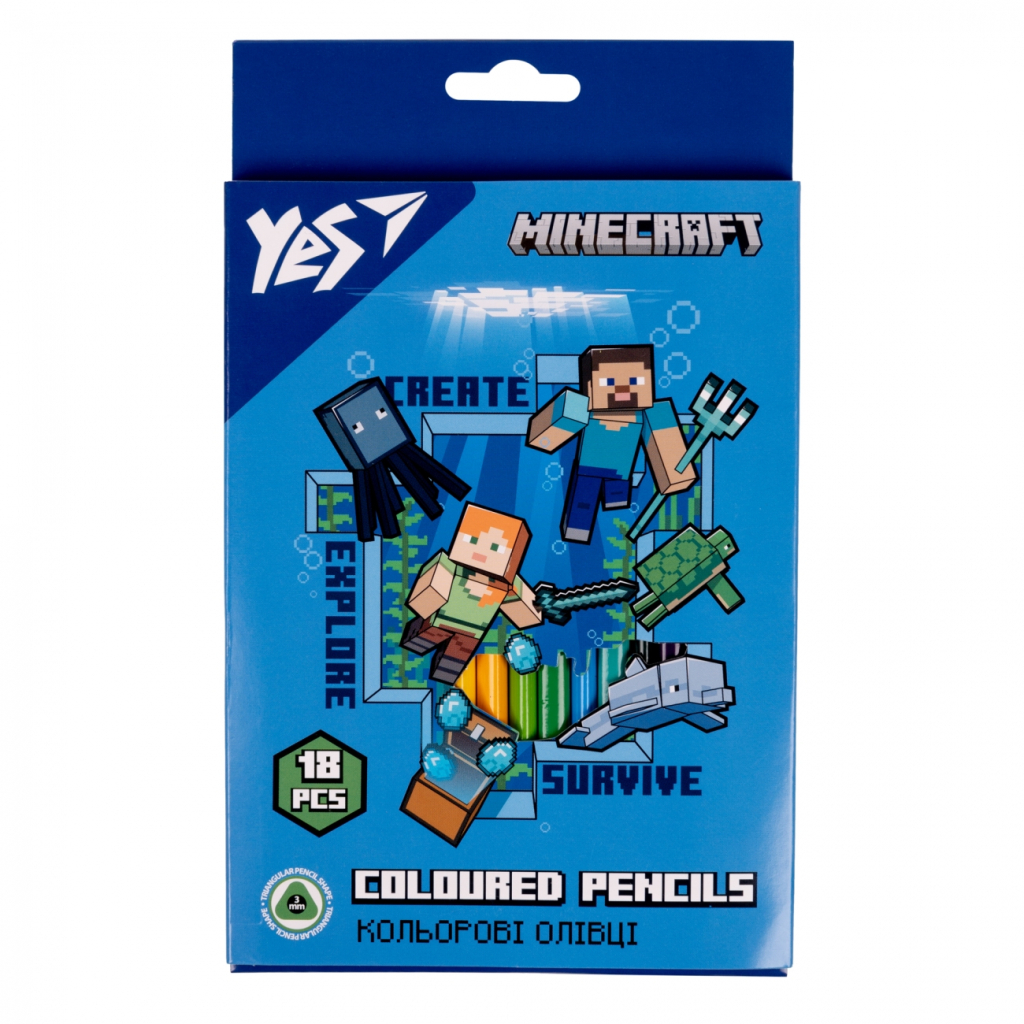 Олівці кольорові Yes 18 кол. Minecraft (290715) - зображення 1