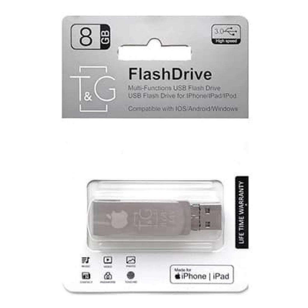 USB флеш накопичувач T&G 8GB 007 Metal Black USB 3.0/Lightning (TG007IOS-8G3) - зображення 1