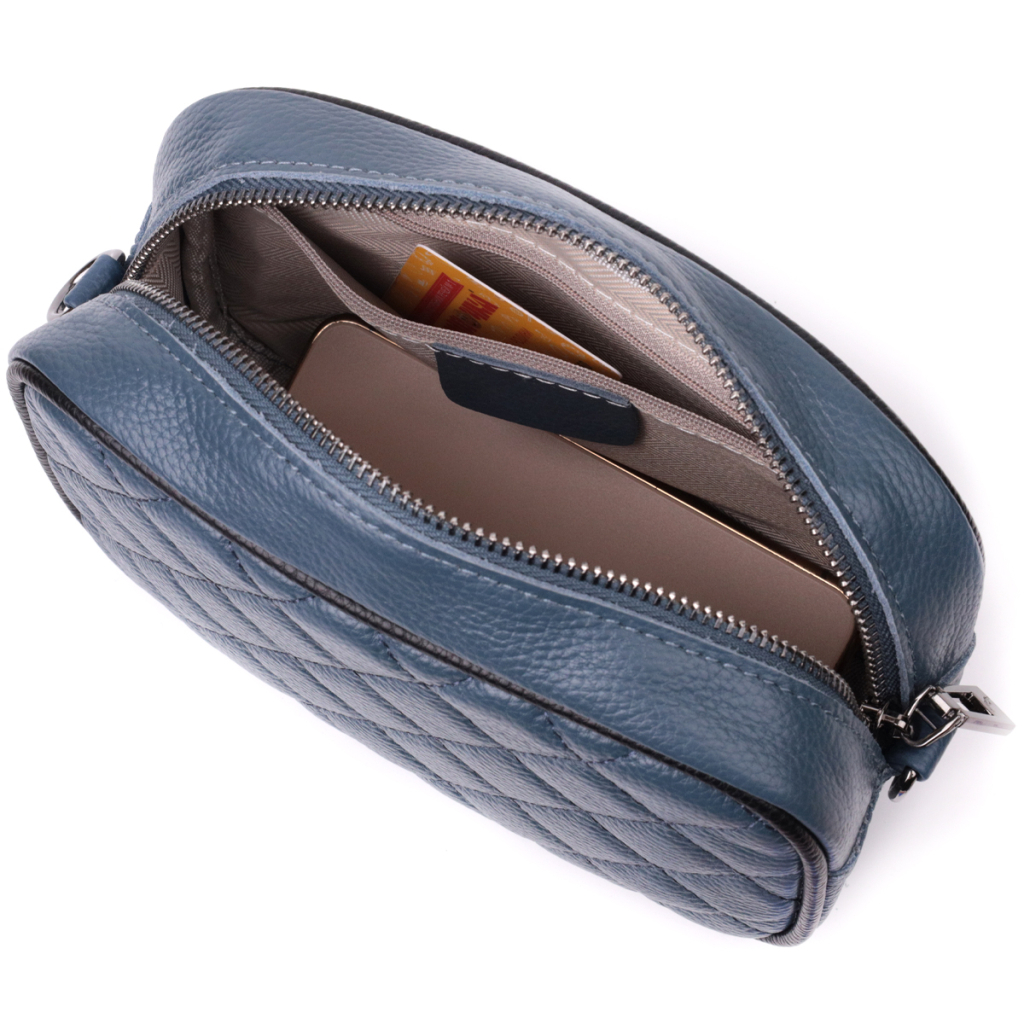 Сумка Vintage Шкіряна жіноча через плече на одне відділення Синя (22385) - зображення 7