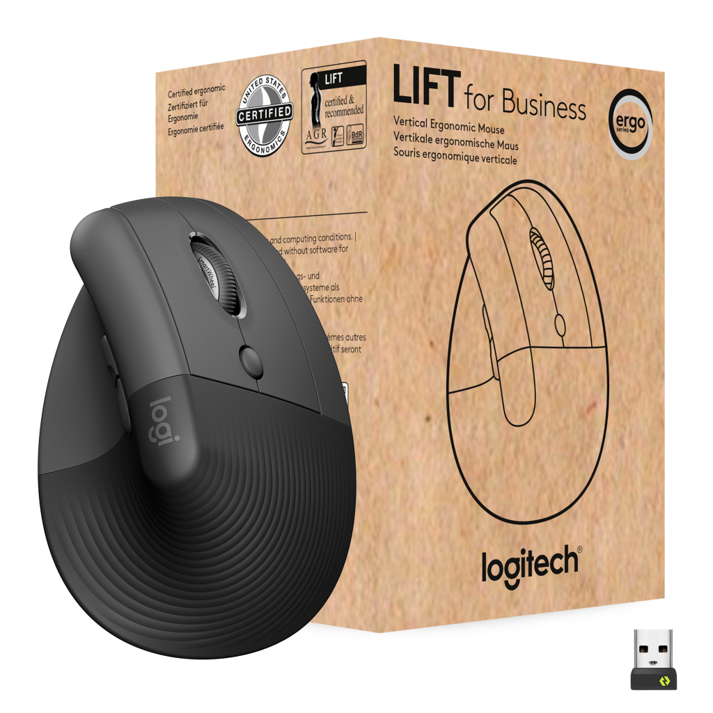 Мишка Logitech Lift Vertical Ergonomic Wireless/Bluetooth for Business Graphite (910-006494) - зображення 1