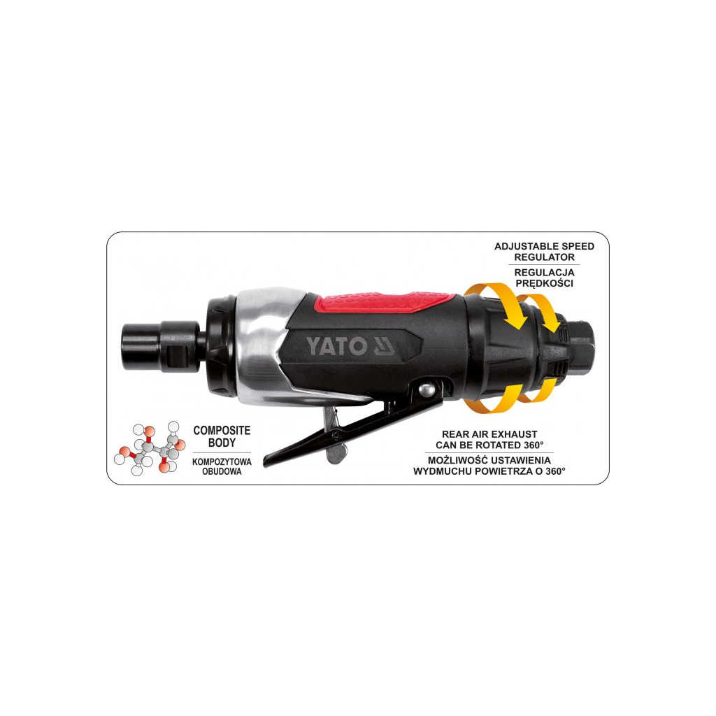 Шліфувальна машина Yato пневматична YT-09632 - зображення 4