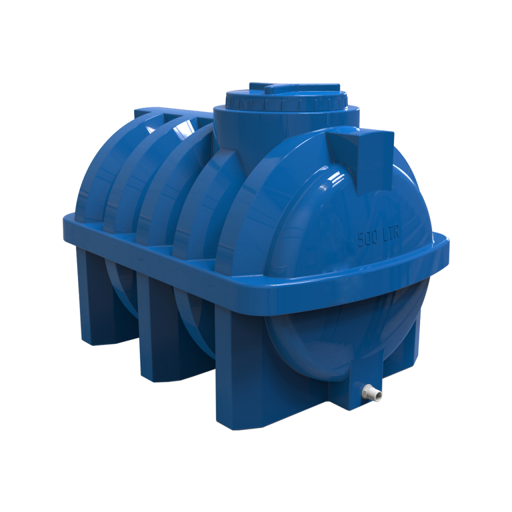 Ємність для води Євро Пласт горизонтальна харчова 500 л ребро синя (1447) - зображення 1