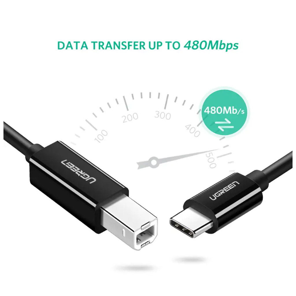 Кабель для принтера USB-C 2.0 to BM 2.0m US241 black Ugreen (50446) - зображення 4