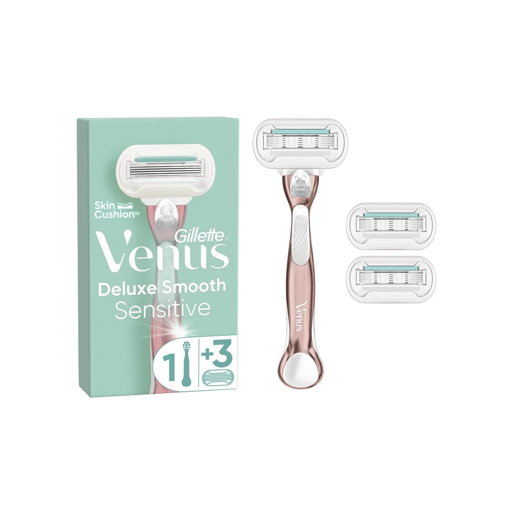 Бритва Gillette Venus Extra Smooth Sensitive RoseGold з 3 змінними картриджами (7702018609994) - зображення 1