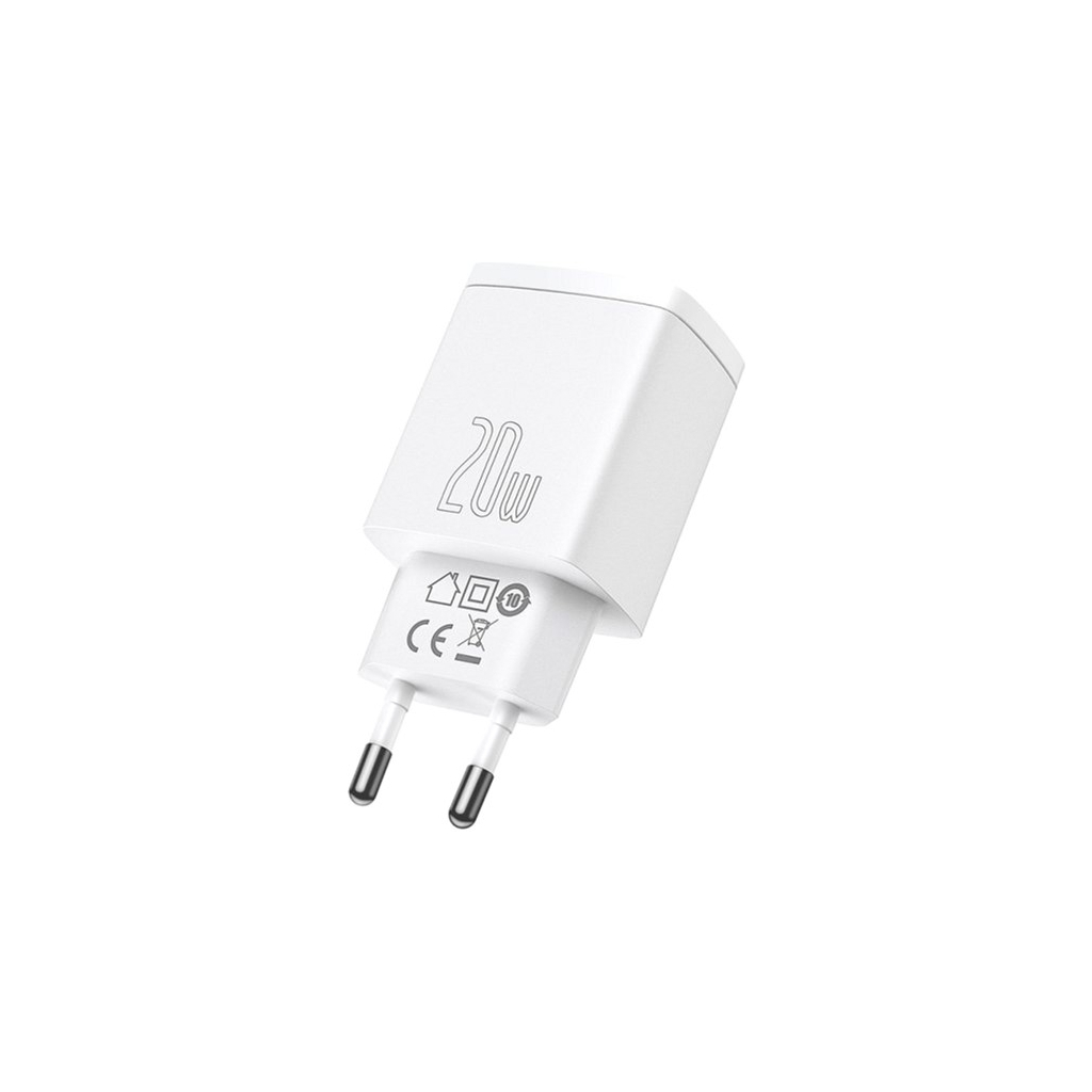 Зарядний пристрій Baseus Compact Quick Charger U+C 20W EU White (CCXJ-B02) - зображення 2