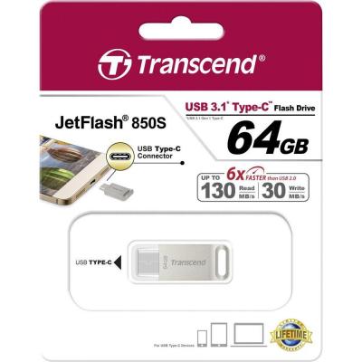 USB флеш накопичувач Transcend 64GB JetFlash 850 Silver USB 3.1 (TS64GJF850S) - зображення 6