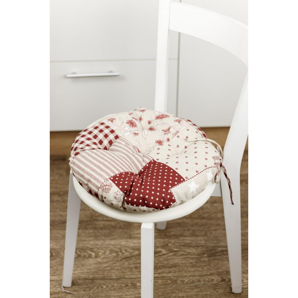 Подушка на стілець Прованс Печворк бордо Господиня D-40 см (4823093451223) - зображення 4