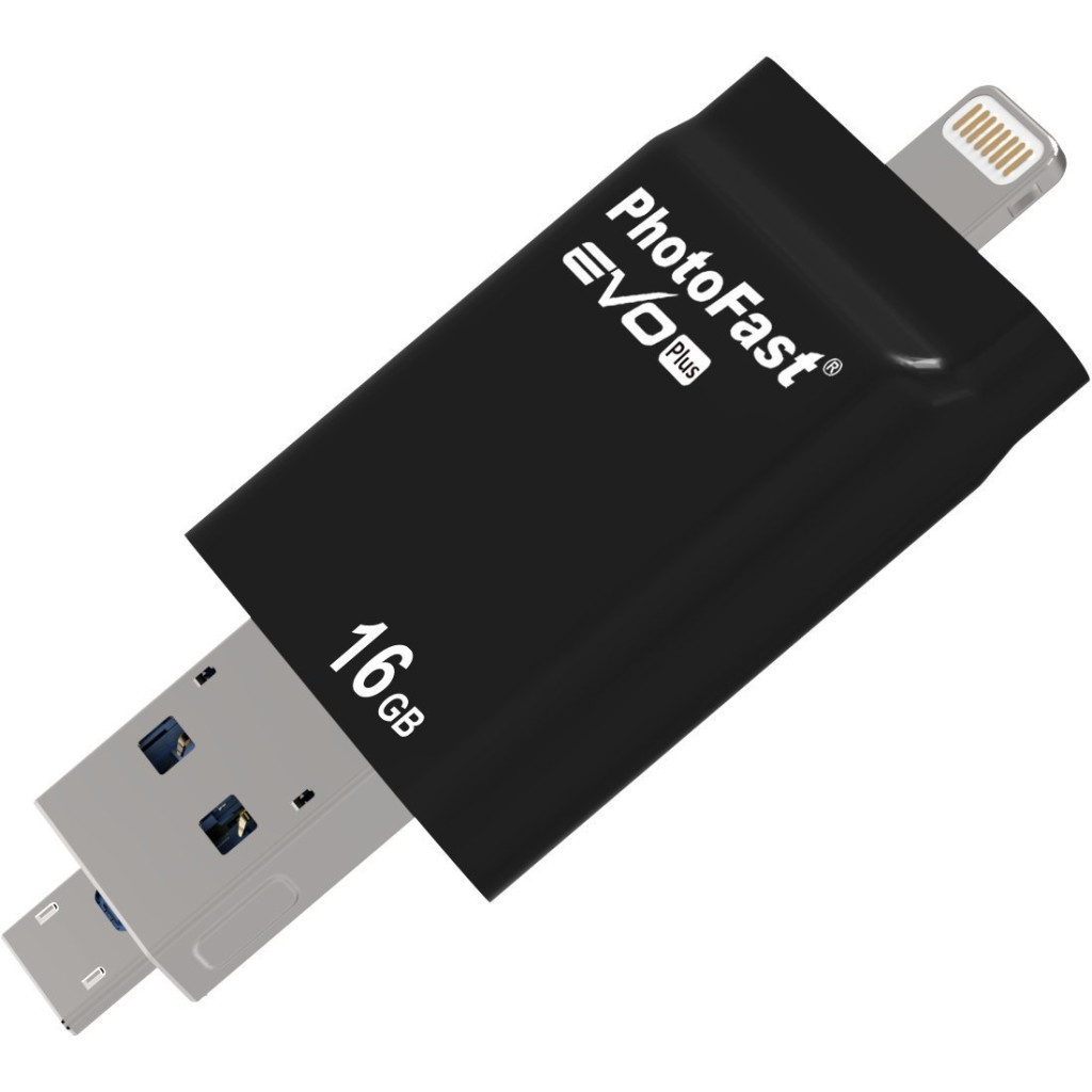 USB флеш накопичувач PhotoFast 16GB i-FlashDrive EVO Plus Black USB3.0-microUSB/Lightning (EVOPLUS16GB) - зображення 2
