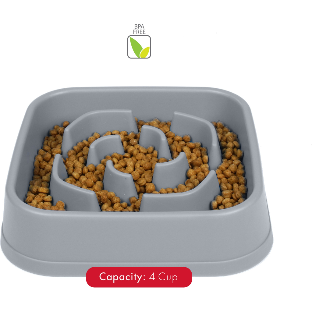 Посуд для собак Dexas Миска Slow Maze Feeder квадратна для повільного годування 960 мл світло-сіра (0084297309923) - зображення 4