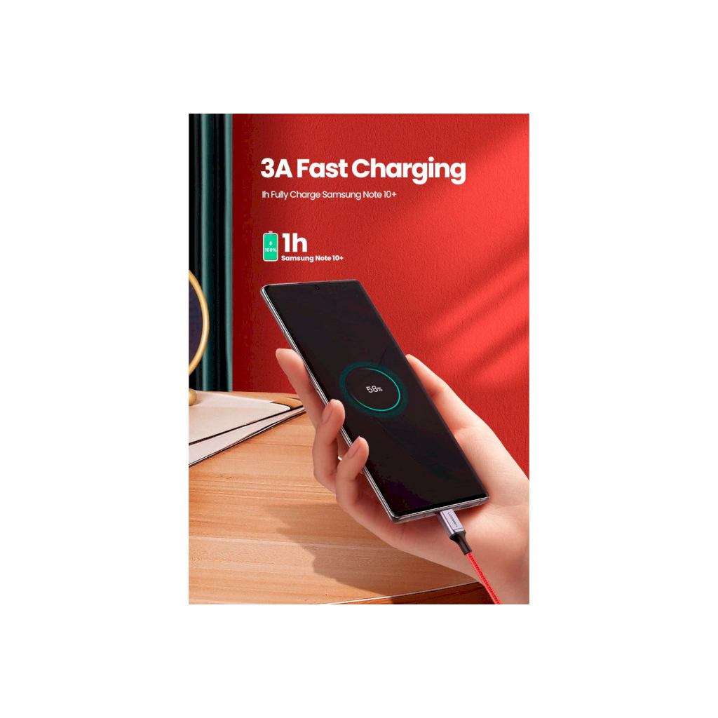 Дата кабель USB 2.0 AM to USB-C 1.0m US294 red Ugreen (60186) - зображення 4