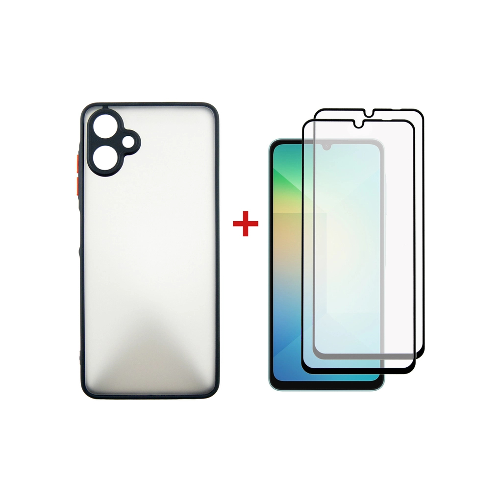 Чохол до мобільного телефона Dengos Kit Samsung Galaxy A06 Matte + 2 pcs glass (Black) (DG-CTG2P-02) - зображення 1
