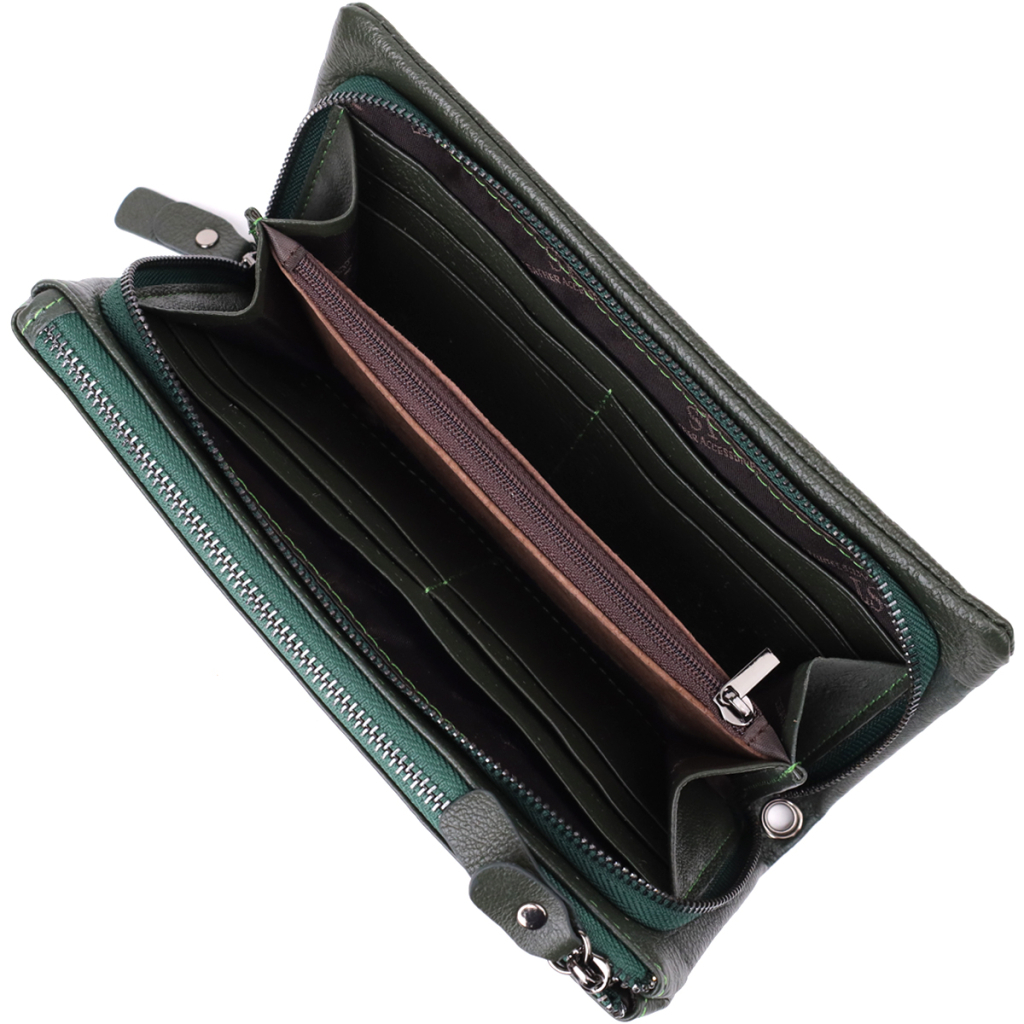 Гаманець ST Leather З натуральної шкіри Зелений (23104) - зображення 5