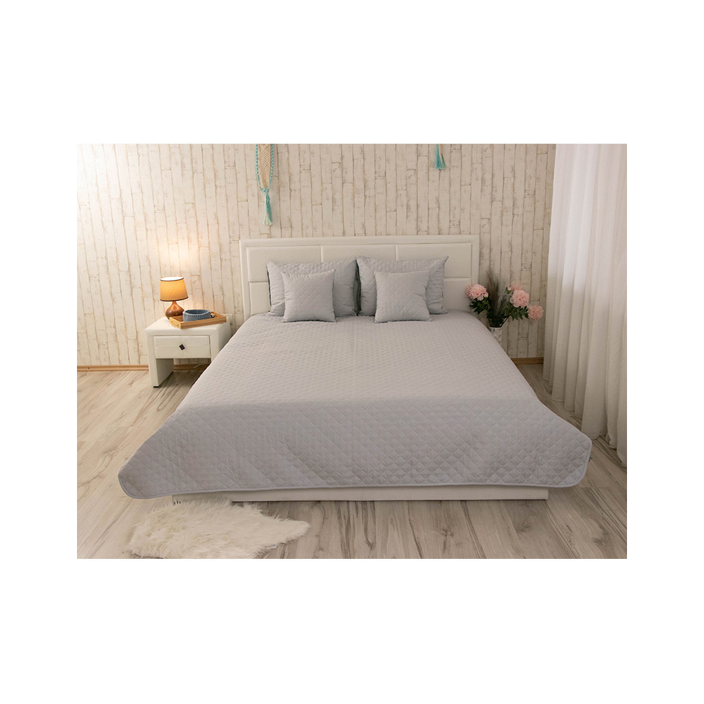 Покривало Руно двостороннє декоративне Velour Grey ромб 180х220 см (340.55_Grey ромб) - зображення 8