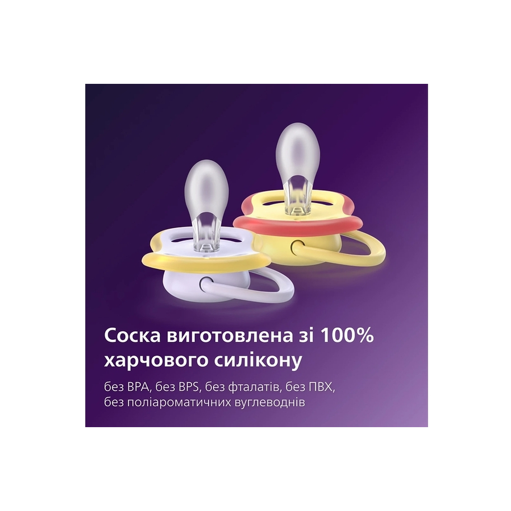 Пустушка Philips AVENT Ultra Air 0-6 місяців 2 шт жовто-фіолетова (SCF087/04) - изображение 8